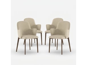 Lot de 4 chaises de salle à manger rembourrées en tissu easy-clean hug - beige