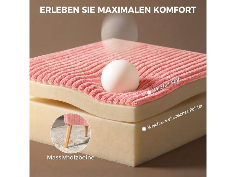  Canapé 2 places en tissu et bois massif rose 117 x 56.5 x 77 cm  - Conforama E