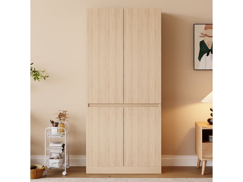  Armoire 4 porte(s) 0 tiroir(s) coloris naturel largeur 70 cm bois massif armoire naturel - Conforama D