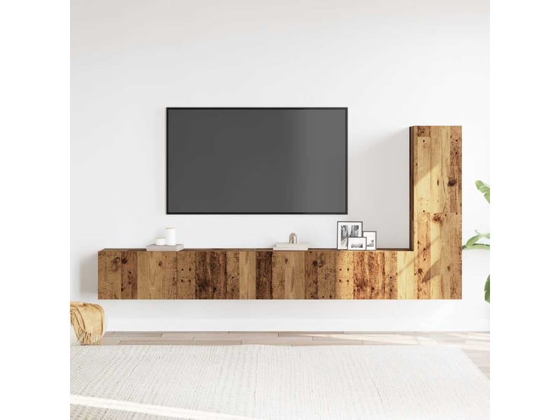  Ensemble de meuble tv - banc tv - meuble de rangement mural 3 pcs vieux bois bois d'ingénierie  - Conforama C