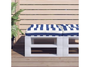 Coussin de palette, coussin de chaise, coussin de canapé rayures bleues et blanches 60x60x12 cm tissu cf55423