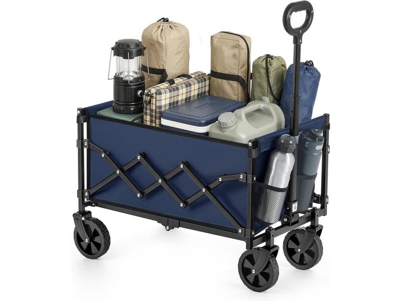  Chariot de transport pliable extérieur 42 x 67 x 90,5 cm charge 180 kg design moderne en acier bleu minuit 12_0012738  - Conforama A