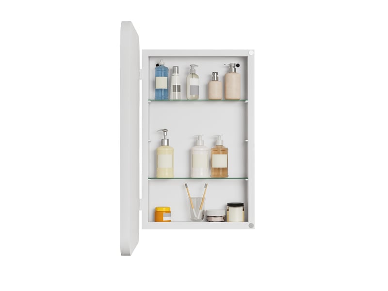  Armoire miroir murale rectangulaire blanche, étagères réglables, rangement  - Conforama D