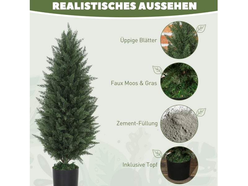  Lot de 2 cyprès artificiels 33x33x90 cm résistants aux uv en pot vert  - Conforama C