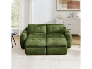 Canapé fixe, droit, modulaire, en tissu chenille, vert