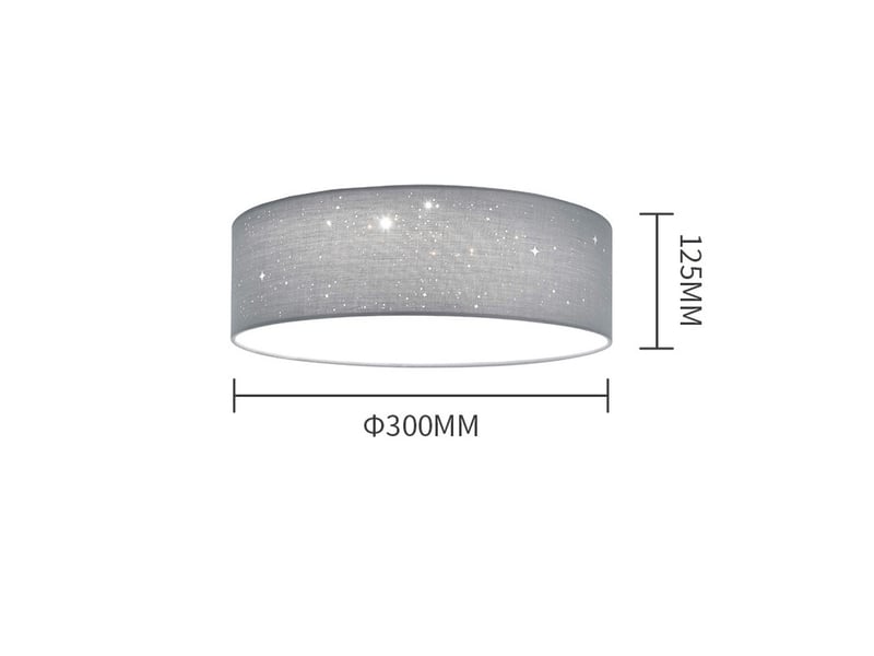  Plafonnier ciel étoilé rond ø 30cm abat-jour tissu 40 watt lampe  - Conforama B