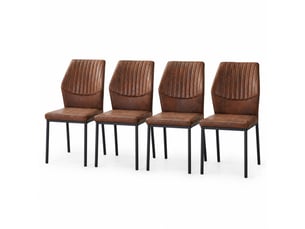 Lot de 4 chaises de salle à manger ergonomiques  - pieds antidérapants, tissu et métal - marron noir