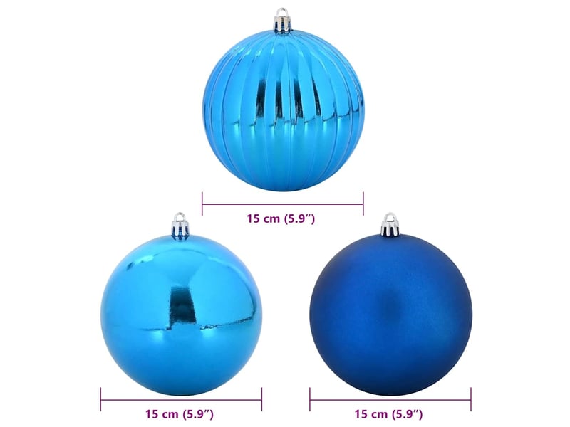  Ensemble de boules de noël xl 9 pcs bleu ø 15 cm plastique  - Conforama E