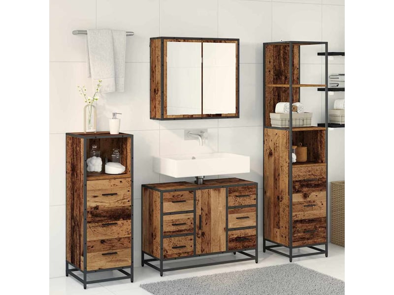 Ensemble de mobilier de salle de bain 3 pc bois ancien cf64264 - Conforama D