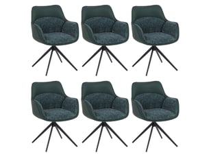 Lot de 6 chaises de salle à manger hwc-r23, chaises de cuisine pivotantes, en similicuir et tissu chenille (410 gm²) - vert