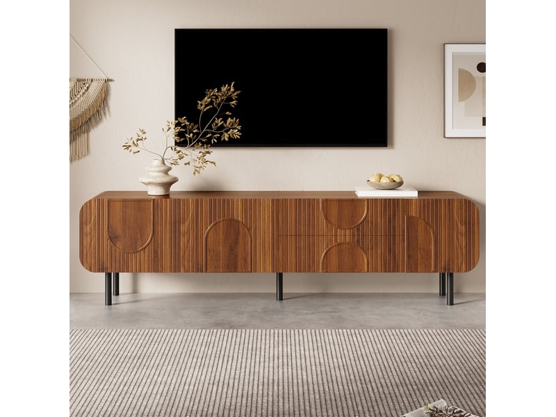  Meuble tv 180 cm 3 portes 2 tiroirs avec passe-câbles evryae  - Conforama C