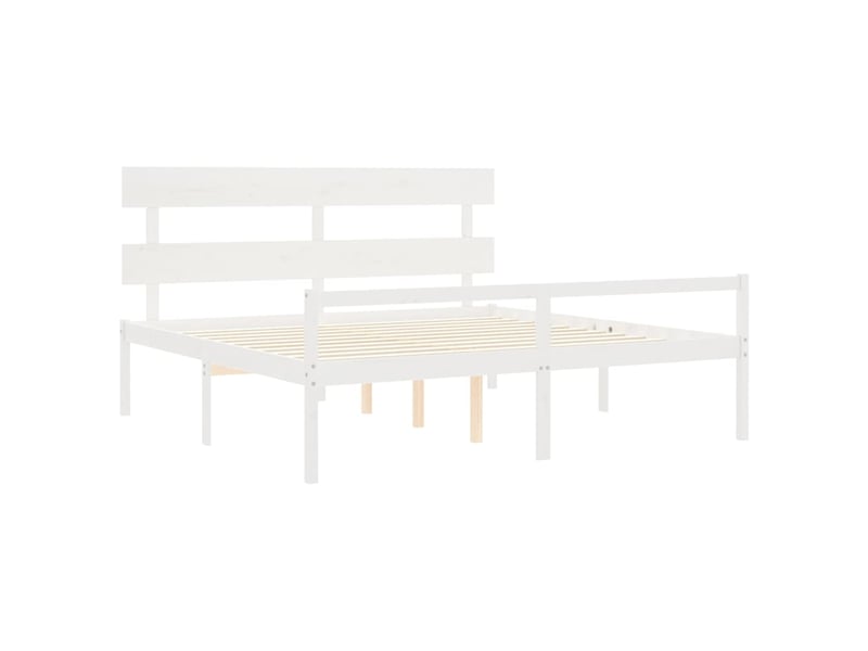 Lit double- lit adulte - lit pour personne âgée sans matelas blanc 200x200cm bois massif - Conforama D