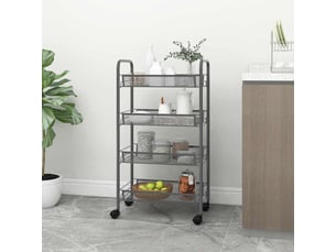 Desserte de cuisine, chariot de rangement à 4 niveaux gris 46x26x85 cm fer
