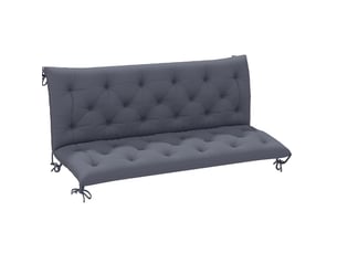 Coussin de banc de jardin 100 x 98 x 8 cm – gris foncé – assise et dossier rembourrés avec liens