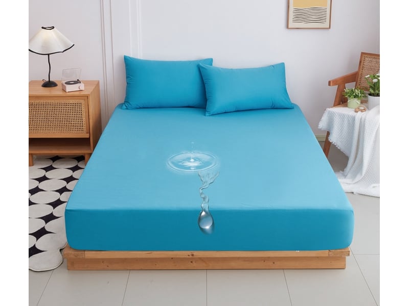  Drap housse 160x200cm avec bonnet 30cm – lac bleu  - Conforama C