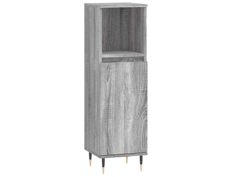  Meuble salle de bain rangement, commode sonoma gris 30x30x100 cm shl5087  - Conforama A