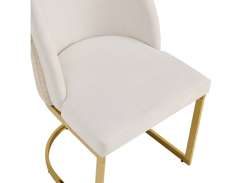  Lot de 2 chaises de salle à manger,59x52x85 cm,chenille,beige et doré  - Conforama D