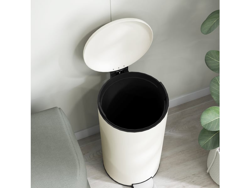  Poubelle à pédale 30 l 36 x 30 x 63,5 cm couvercle ivoire  - Conforama D