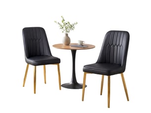 Lot de 2 chaises de salle à manger,43x41,5x89 cm,similicuir et métal doré,noir