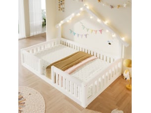 Lit cabane 90x200 cm <strong>WISHDOR</strong> <strong></strong> coloris blanc