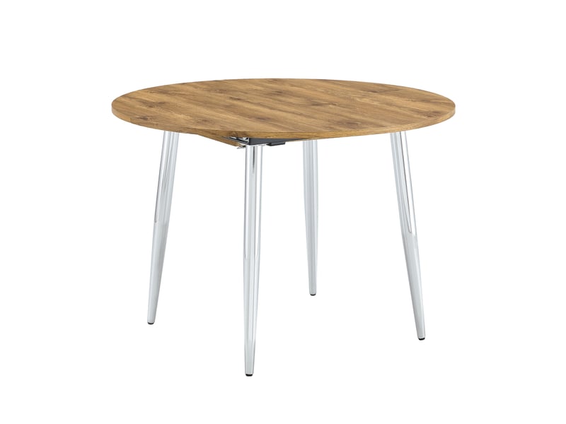  Table à manger ronde extensible 107-137 cm, table ovale design moderne, mdf et métal, décor bois  - Conforama D