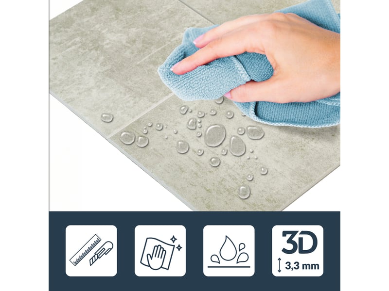  Crédence adhésive murale 3d  - effet pierre 4 pièces 25x25 cm  - Conforama D