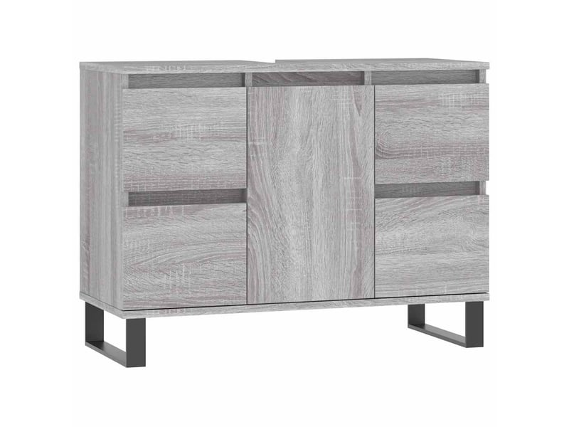  Meuble salle de bain rangement, commode sonoma gris 80x33x60 cm bois d'ingénierie shl1378  - Conforama A