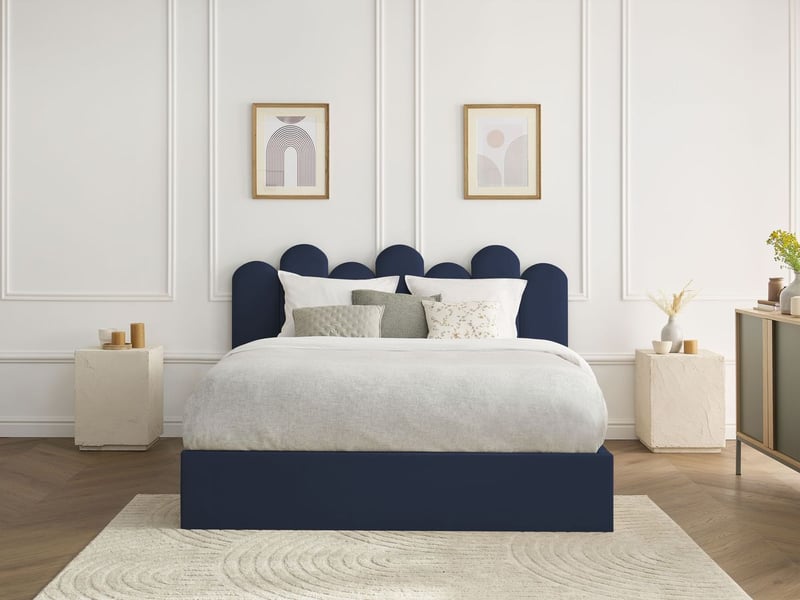  Bobochic lit coffre badja velours bleu foncé 160x200 BADJA - Conforama D