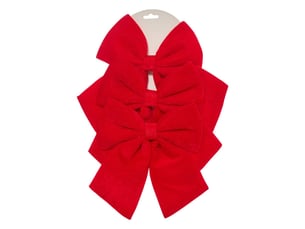 Lot de 3 nœuds de sapin en velours rouge 24 x 20 cm