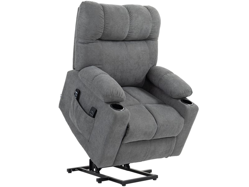 Fauteuil releveur électrique inclinable 135° avec massage et chauffage, gris, 144 x 91 x 88 cm  - Conforama A
