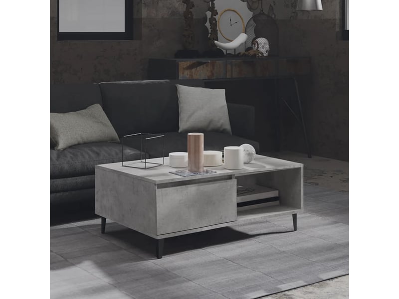  Table basse rectangulaire | table de salon gris béton 90x60x35 cm bois d'ingénierie shl8302  - Conforama B