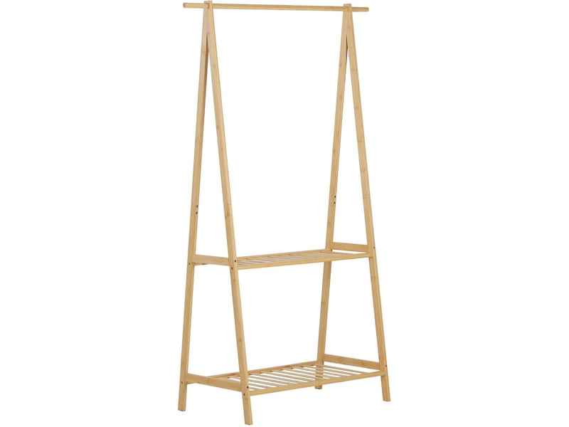  Porte-manteau sur pied avec 2 étagères pratique couloir chambre 152 x 70 x 43 cm en bambou naturel 13_0018927  - Conforama A