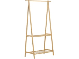 Porte-manteau sur pied avec 2 étagères pratique couloir chambre 152 x 70 x 43 cm en bambou naturel 13_0018927