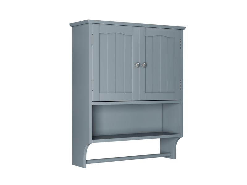  Armoire de salle de bain murale à 2 portes avec étagères réglables et porte-serviettes, en mdf, 56,8 × 19 × 70 cm  - Conforama A