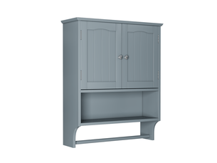 Armoire de salle de bain murale à 2 portes avec étagères réglables et porte-serviettes, en mdf, 56,8 × 19 × 70 cm