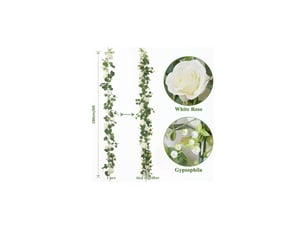 Pièces guirlande fleurs artificielles 1.8m faux rosier guirlande eucalyptus plante artificielle guirlande de fleur fausse plantes suspendues pour murale table mariage à maison décoration