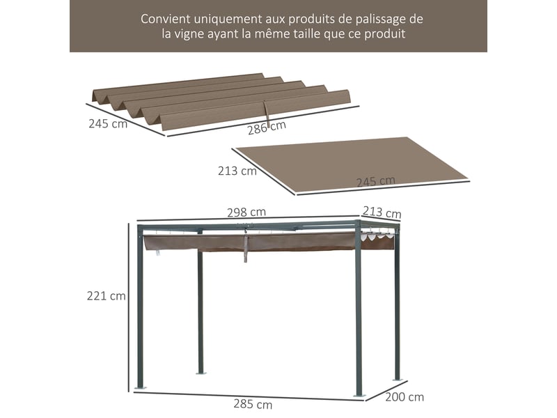  Toile de rechange, toile de remplacement 286x245cm café  - Conforama E