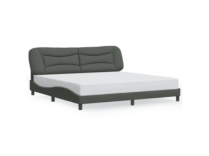 Lit double- lit adulte -  cadre de lit avec led sans matelas hvar gris foncé 200x200 cm tissu  - Conforama D