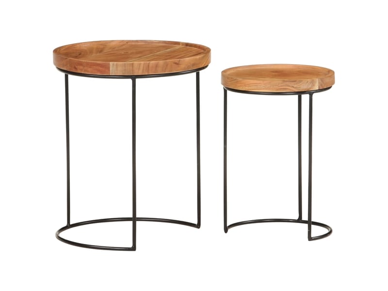  Ensemble de table basse 2 pcs bois d'acacia massif et acier  - Conforama B
