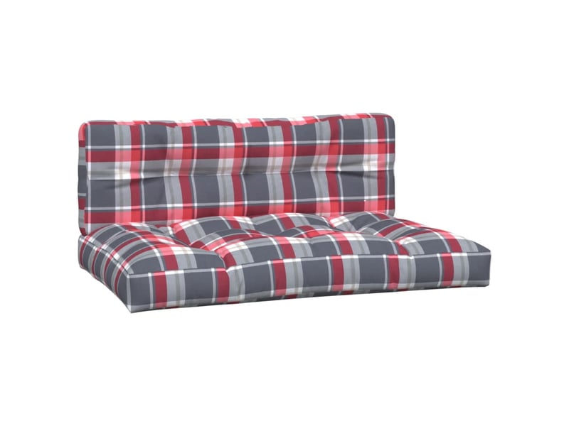  Lot de 2 coussins de palette, coussins de canapé motif à carreaux rouge tissu cf59553  - Conforama A
