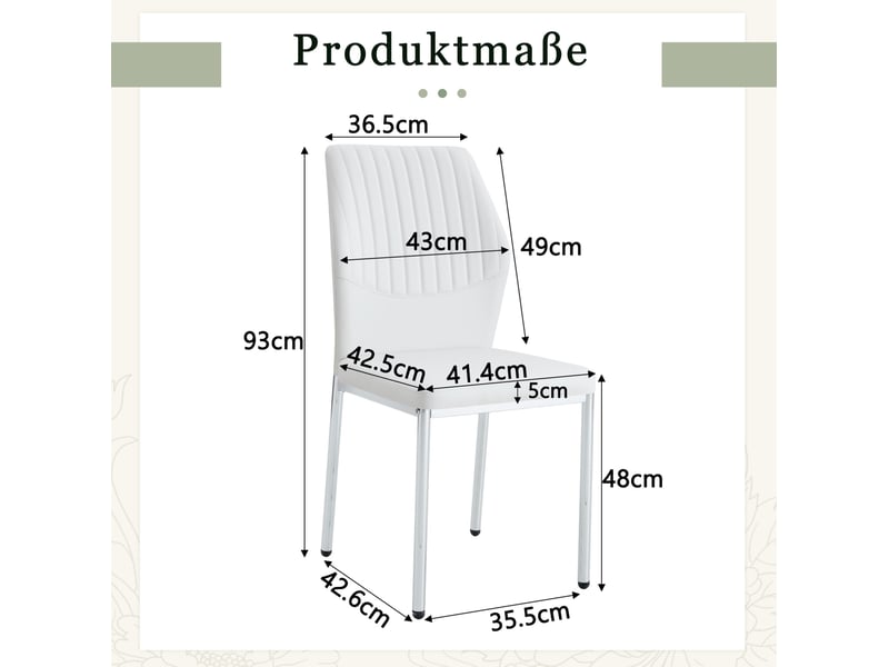  Lot de 4 chaises de salle à manger 93 cm, dossier à rainures, pour cuisine, mobilier de salle à manger, blanc+argenté, pu  - Conforama C