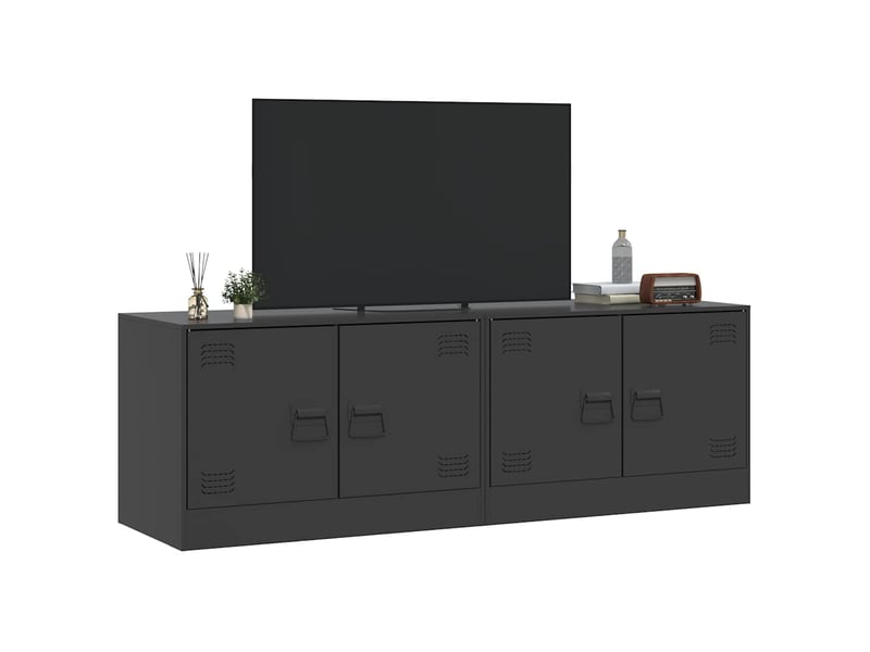  Lot de 2 meuble tv bas salon noir 67x39x44 cm acier shl8994  - Conforama D