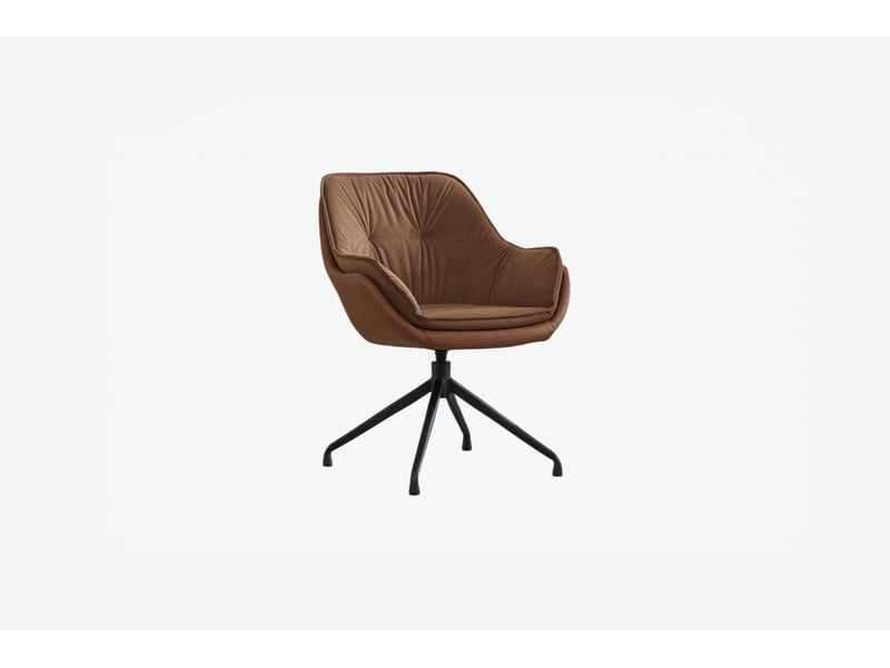  Chaise de bureau pivotante avec assise ergonomique et retour automatique en similicuir marron, 69 × 65 × 46 cm  - Conforama E