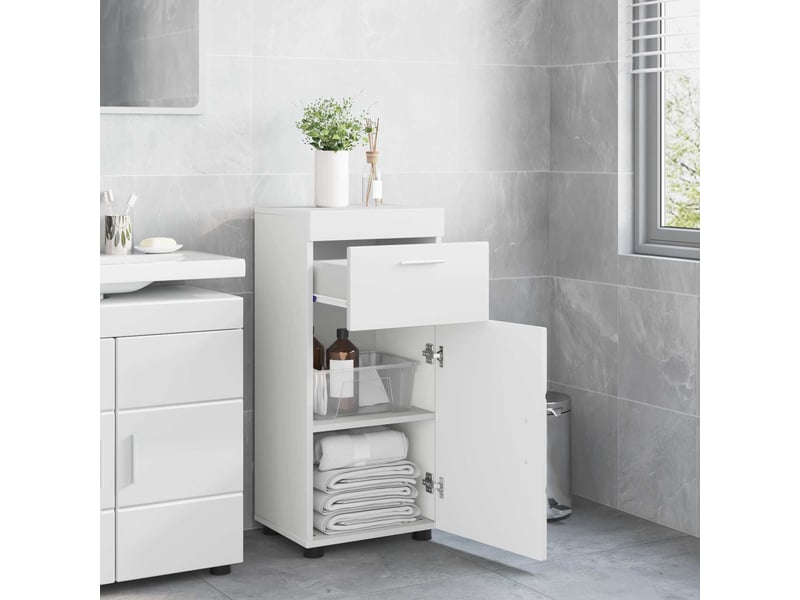  Ensemble d'armoire de salle de bain tulum blanc brillant cf62970  - Conforama D