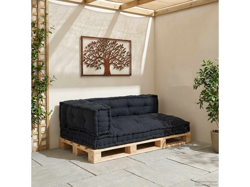 Coussin de canapé sur palette, coussin de chaise 3 pc tissu anthracite cf54207 - Conforama C
