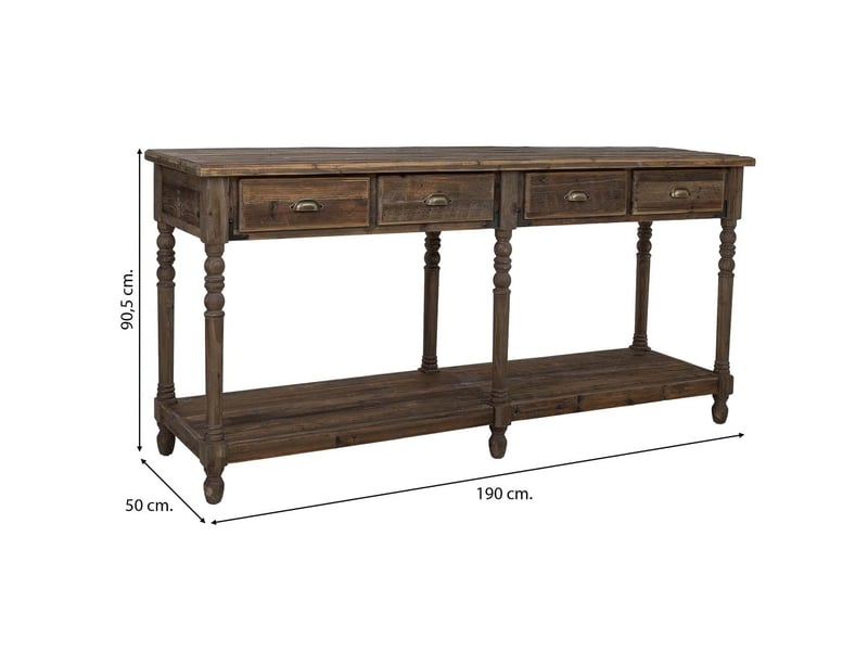  Meuble d'entrée en bois marron 190x50x90,5 cm h  - Conforama C