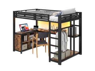 Lit mezzanine 140x200 cm <strong>SAPGAKS</strong> <strong></strong> coloris noir