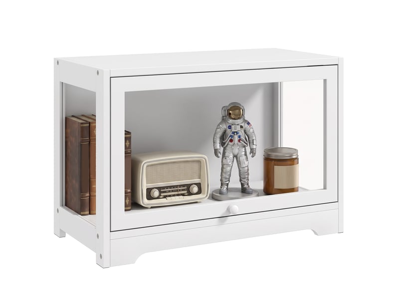  Vitrine en acrylique pour collections avec porte à charnières pour figurines décoratives 59 x 30 x 40 cm blanc  - Conforama A