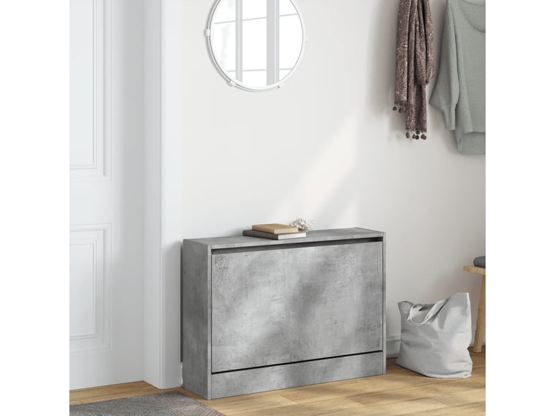  Meuble à chaussure, armoire à chaussures gris béton 80x21x57 cm bois d'ingénierie  - Conforama C