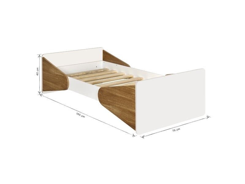  Lit enfant montessori 70x140 cm zahia blanc et bois Zahia - Conforama E